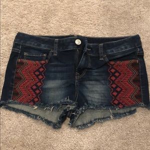 Express embroidered  festival cut-off denim shorts